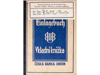 Vkladní knížka Banka Union, 1943 7934