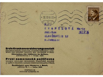 Celistvost, První nemocenská pojišťovna, 1942