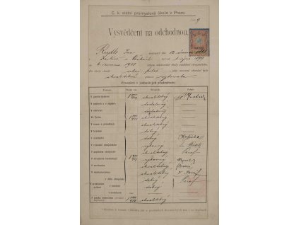 Vysvědčení na odchodnou, 1901 8107