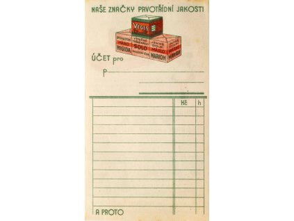 Reklamní účtenka firemní, Veges