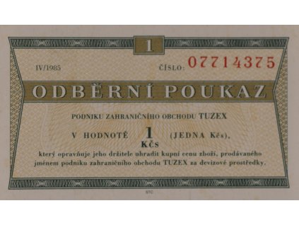Tuzex, 1 Bon, IV 1984 (077) 8150