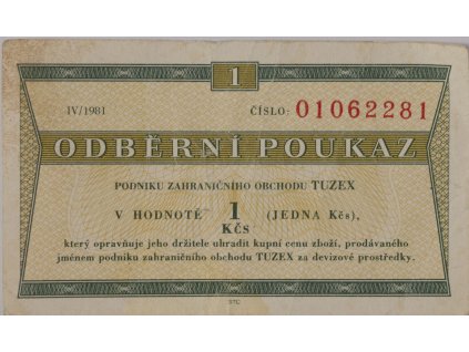 Tuzex, 1 Bon, IV 1981 (010) 8512