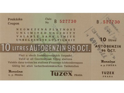Poukázka na benzin, Tuzex, (A52), 10 l
