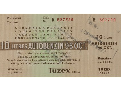 Poukázka na benzin, Tuzex, (B527), 10 l