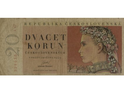 Bankovka, 20 Kčs, Republika Československá, A 47, 1949 8619