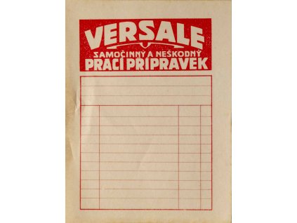 Reklamní účtenka firemní, Versale, prací přípravek