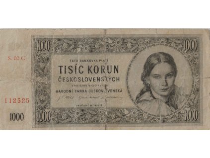 1000 korun S 02 C, číslo  112525 8758