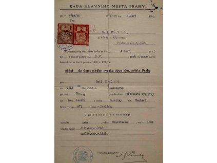 List domovský, přijetí, Praha, 1936