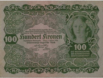 Bankovka, 1078, Hundert Kronen, 1922 8880