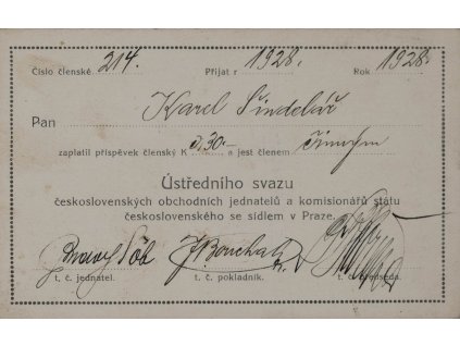 prukaz jednatelu 1928