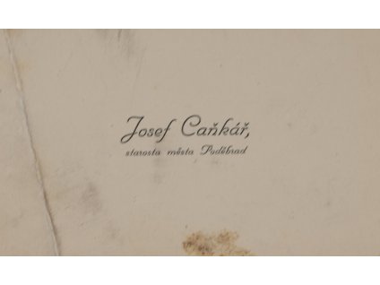 Vizitka, J. Caňkář, starosta Poděbrad