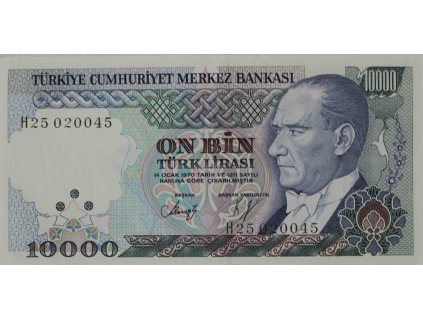 Bankovka 10 000 Lirasi 9550