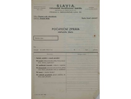 Zpráva, pojišťovna Slavia