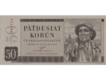 Bankovka 50 Kčs, série B45, 1950 (34) 9827