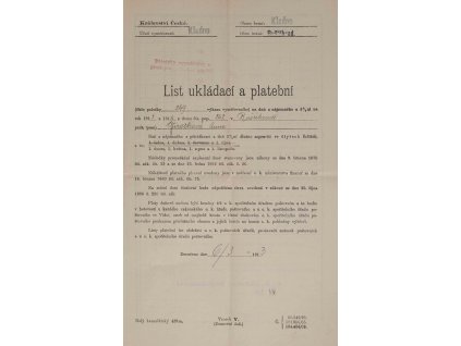 List ukládací, Království České, Kladno, 1913 0015