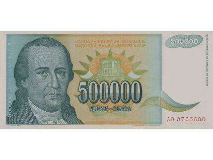 Bankovka, 500 000 Dinara, (AB), 1999 0128