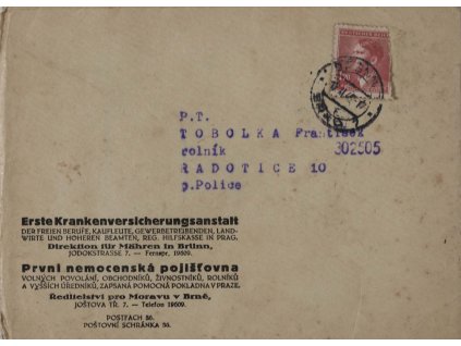 Průkaz členský, První nemocenská, obálka, 1942 9733