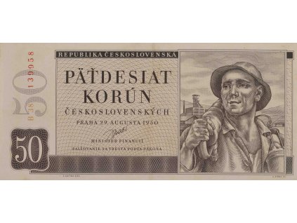 Bankovka 50 Kčs, série B38, 1950 (13) 0186