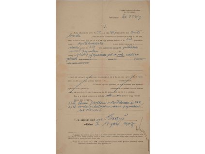 Soudní listina, c. k. okr. soud Kladno, 1907