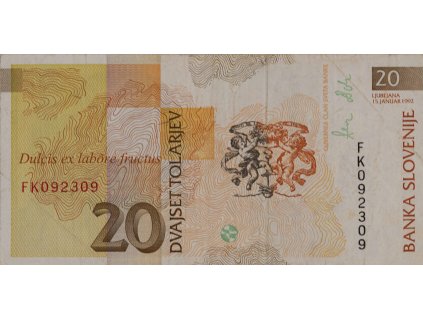 Bankovka, 20 tolarjev, 1992 0124