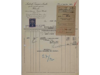 Faktura L. Zinner, Hlinsko, 1919