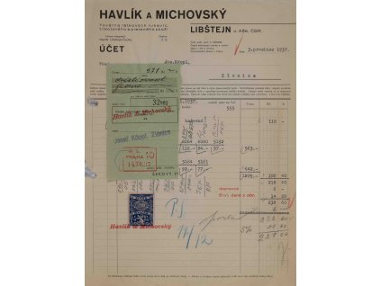 Faktura Havlík, Libštejn, 1937