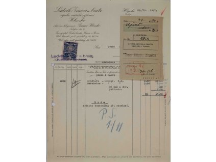 Faktura L. Zinner, Hlinsko, 1937 II