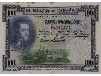 Bankovka, 100 Pesetas, F3, 1925arl I 0233