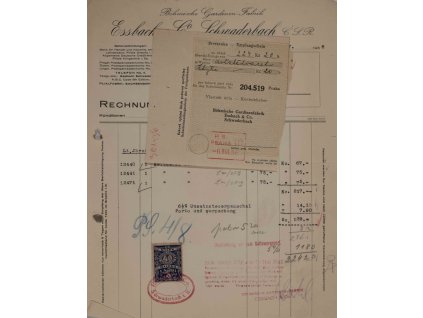 Faktura Essbach, Schwaderbach, 1936