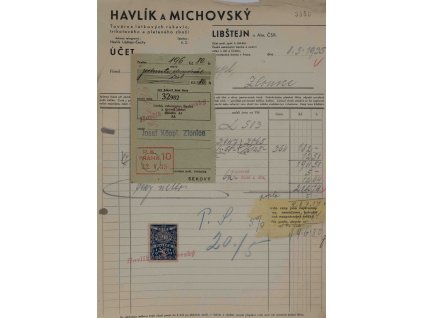 Faktura Havlík, Libštejn, 1935