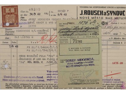 Faktura účet, Rousek a synové, 1942