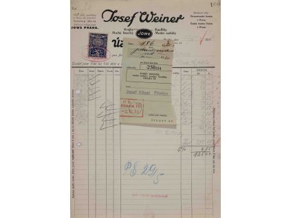 Účet J. Weiner, Jowe, 1936