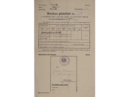 Rozkaz platební, Rakovník, 1921 0460