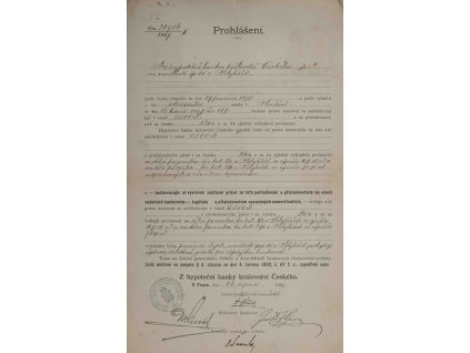 Prohlášení, Hypoteční banka, 1897 0456