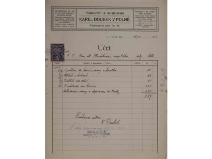 Účet K. Doubek v Polné, 1934