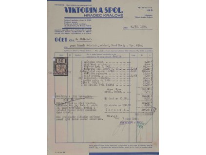 Účet Viktorian, Hr. Králové, 1939