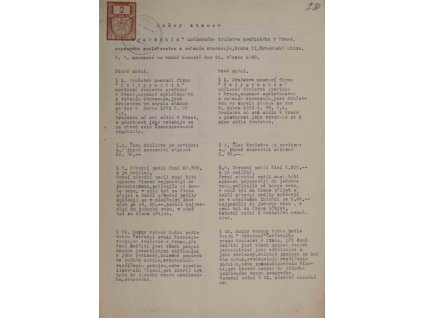 Dokument, Změna stanov grafického družstva, 194 0538
