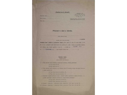 Formulář, přiznání k dani, 1921 0454