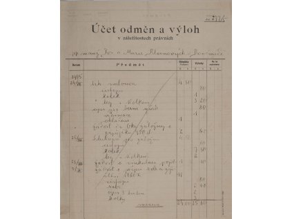 Účet odměn a výloh, Unhošť, 1905 0593