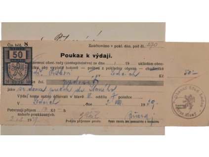 Poukaz k výdaji Ledce 1931