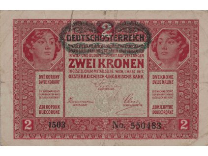 Bankovka 2 Kronen, ČSR, (1503) 1917 0647