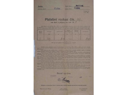 Platební rozkaz, Kladno, 1921 0671