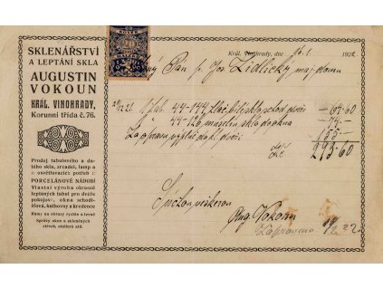 Účet A. Vokoun, 1922