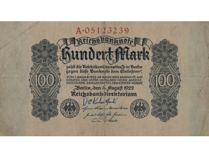 Bankovka, 100, Hundert Mark, A 1922 0634