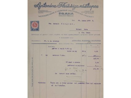 Faktura A. Fleissig, lana, 1923