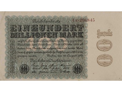 Bankovka 100 Million Mark, 4 M, 1923