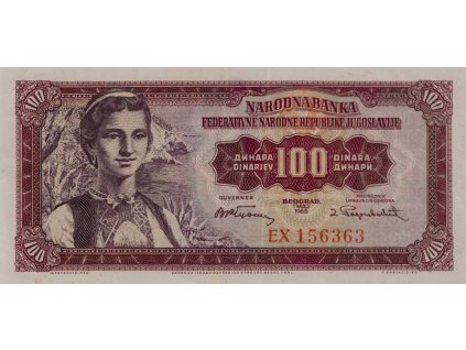 Bankovka, 100 dinara, (EX)1955 0764