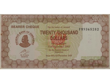 20 000 Dollars, Zimbabwe, FM, 2005 0773