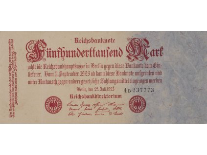 Bankovka 500 tis Mark, 4B, 1923