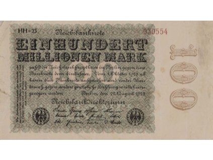 Bankovka 100 Million Mark, HH 25, 1923